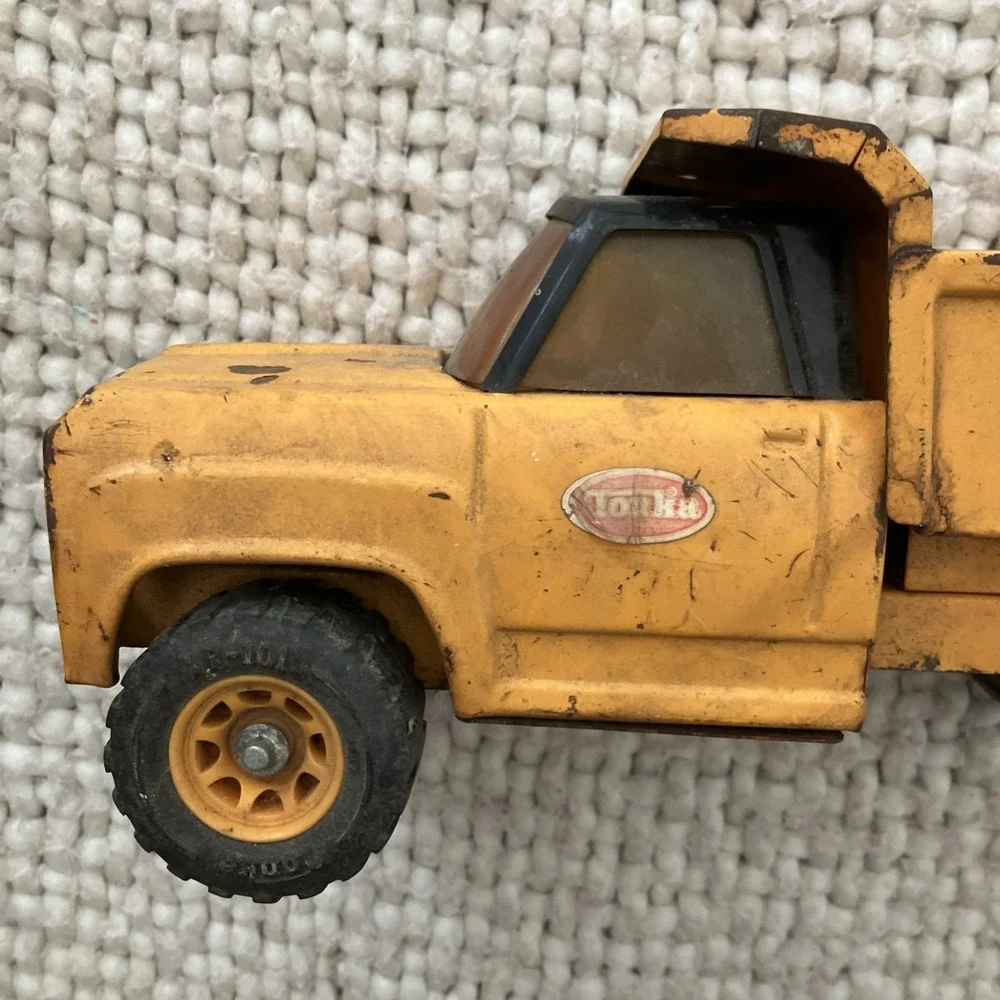 Vintage‎ Tonka Dump Truck With Trailer 1960's Pressed Steel Yellow Distressed